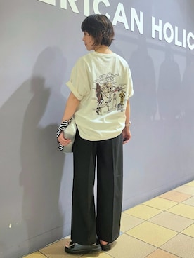 「映画Tシャツ」｜ah.susuyuさん（レディース・157cm）の夏コーディネート