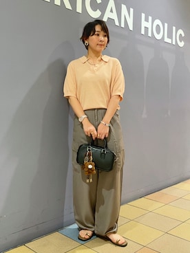 「アイテム（エコバッグ/サブバッグ）」を使った、ah.susuyuさん（レディース・157cm）の夏コーディネート