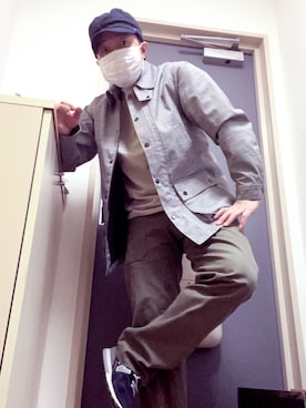 「DECHO（デコー）のアイテム（キャップ）」を使った、ヨッシーでブン吉さん（メンズ・162cm）の春コーディネート