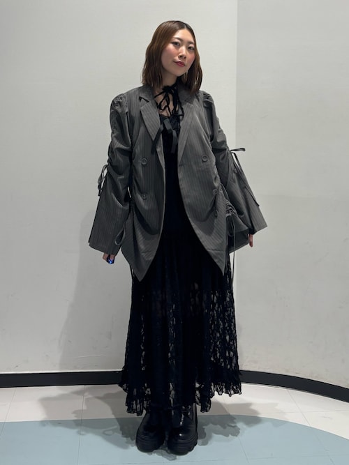 セール】ラッフルフリルレースロングワンピース 春服 オケージョン