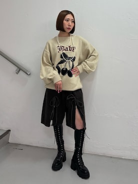 「jouetie（ジュエティ）のアイテム（デニムパンツ）」を使った、RINOさん（レディース・156cm）の秋コーディネート