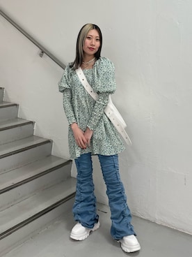 「jouetie（ジュエティ）のアイテム（スニーカー）」を使った、RINOさん（レディース・156cm）の冬コーディネート