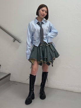 「アイテム（デニムスカート）」を使った、RINOさん（レディース・156cm）の夏コーディネート