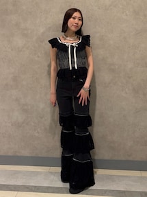 リボンステッチフリルビスチェ【セットアップ対応】夏服（シャツ