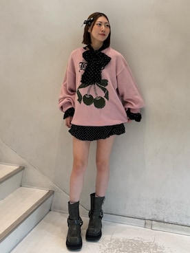 「アイテム（バレッタ/ヘアクリップ）」を使った、RINOさん（レディース・156cm）の秋コーディネート