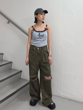 「アイテム（キャミソール）」を使った、RINOさん（レディース・156cm）の夏コーディネート