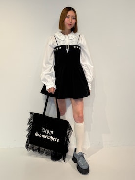 「jouetie（ジュエティ）のミリタリーキャミチュニック（チュニック、ブラック系）」を使った、RINOさん（レディース・156cm）の春コーディネート