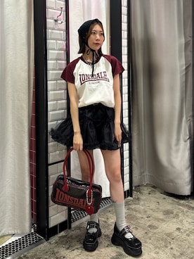 「ライブTシャツ」｜「アイテム（ブラック系）」を使った、RINOさん（レディース・156cm）の夏コーディネート