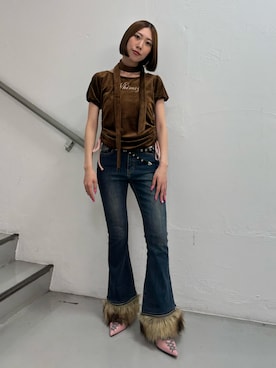 「ファー」｜RINOさん（レディース・156cm）の夏コーディネート