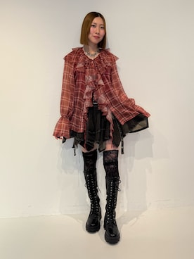 「jouetie（ジュエティ）のスターモチーフビジューネックレス（ネックレス、シルバー系）」を使った、RINOさん（レディース・156cm）の春コーディネート