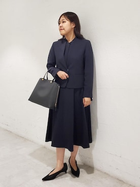 「アイテム（ノーカラージャケット）」を使った、kayoさん（レディース・153cm・20代）の秋コーディネート