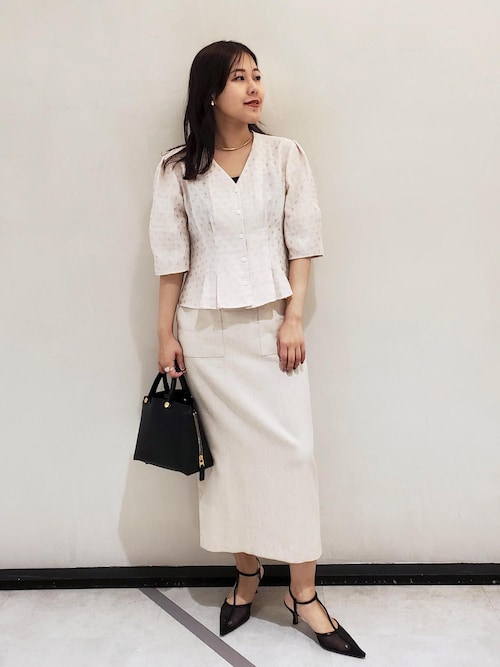 セール】【洗える】サテンリネン ポケット付きタイトスカート【34