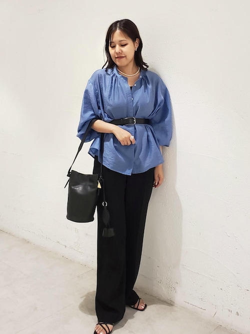 セール】【WEB・一部店舗限定】バックサテンセミフレアパンツ/洗える