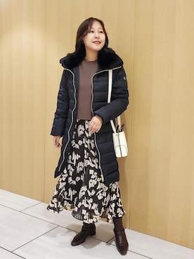 「体型カバー」｜「アイテム（ジャケット/アウター）」を使った、kayoさん（レディース・153cm）の冬コーディネート