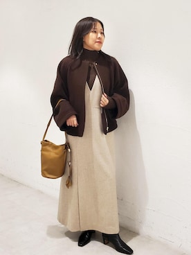 「アイテム（チャーム）」を使った、kayoさん（レディース・153cm）の秋コーディネート