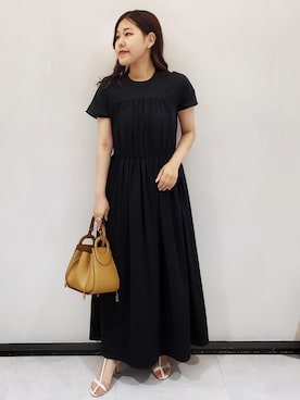 「クルーネック」｜「アイテム（ワンピース）」を使った、kayoさん（レディース・153cm）の夏コーディネート