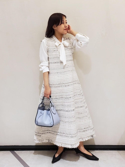 ワンピース Tweed Classic OP セール】【GIOLICA（ジオリカ）】別注TWEED V OP（ワンピース