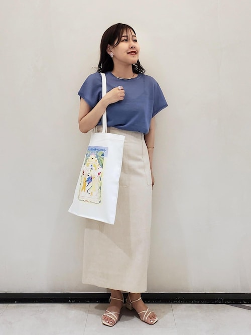 セール】【洗える】サテンリネン ポケット付きタイトスカート【34