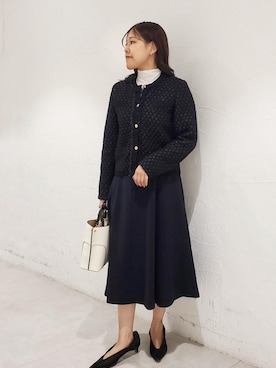 「アイテム（ノーカラージャケット）」を使った、kayoさん（レディース・153cm・20代）の秋コーディネート