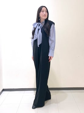 「コンサバ」｜「アイテム（オールインワン・サロペット）」を使った、あいさん（レディース・156cm）の冬コーディネート