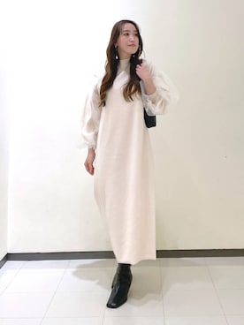 「コンサバ」｜「アイテム（ワンピース/ドレス）」を使った、あいさん（レディース・156cm）の冬コーディネート