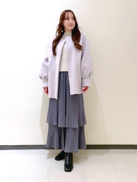 「A part by（アパートバイ）のアイテム（ノーカラーコート）」を使った、あいさん（レディース・156cm）の冬コーディネート