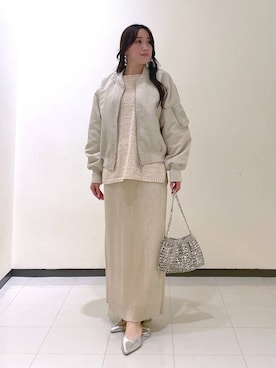「A part by（アパートバイ）のアイテム（MA-1）」を使った、あいさん（レディース・156cm）の冬コーディネート