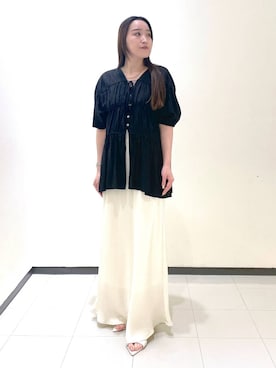 「e/rm（イーアールエム）のアイテム（シャツ/ブラウス）」を使った、あいさん（レディース・156cm）の夏コーディネート