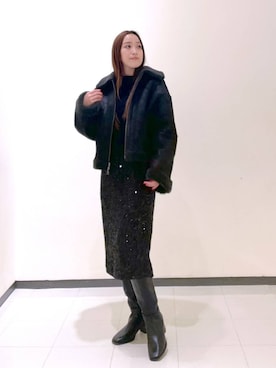 「コンサバ」｜「アイテム（ブルゾン）」を使った、あいさん（レディース・156cm）の冬コーディネート