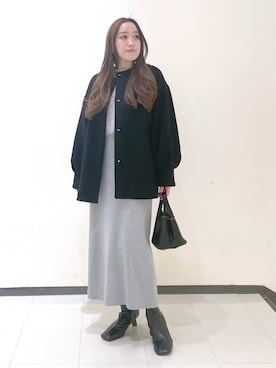 「A part by（アパートバイ）のアイテム（ノーカラーコート）」を使った、あいさん（レディース・156cm）の冬コーディネート