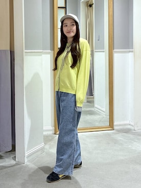 「LEPSIM（レプシィム）のスースーデニムストレートパンツ　637621（デニムパンツ、ブルー系）」を使った、あいさん（レディース・156cm）の春コーディネート