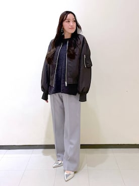 「A part by（アパートバイ）のアイテム（MA-1）」を使った、あいさん（レディース・156cm）の冬コーディネート