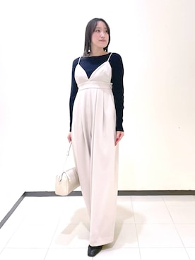 「コンサバ」｜「アイテム（オールインワン・サロペット）」を使った、あいさん（レディース・156cm）の冬コーディネート