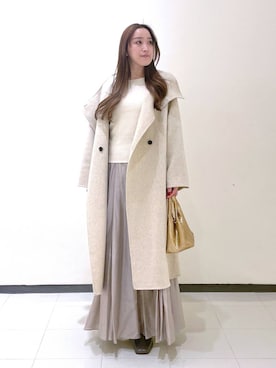 「A part by（アパートバイ）のアイテム（ノーカラーコート）」を使った、あいさん（レディース・156cm）の冬コーディネート