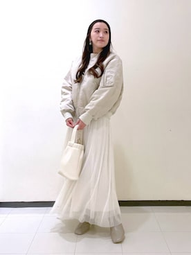 「A part by（アパートバイ）のアイテム（MA-1）」を使った、あいさん（レディース・156cm）の冬コーディネート