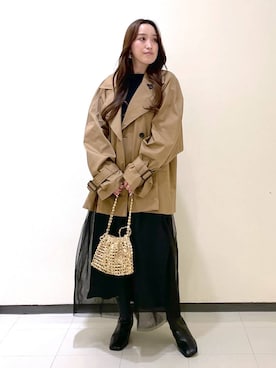 「コンサバ」｜「アイテム（トレンチコート）」を使った、あいさん（レディース・156cm）の冬コーディネート