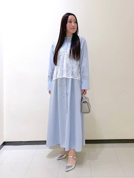 「A part by（アパートバイ）のアイテム（シャツワンピース）」を使った、あいさん（レディース・156cm）の冬コーディネート