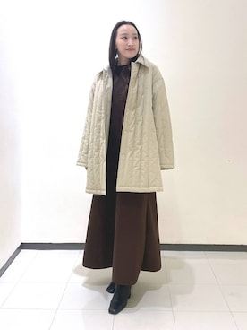 「コンサバ」｜「アイテム（ステンカラーコート）」を使った、あいさん（レディース・156cm）の秋コーディネート