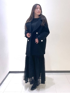 「A part by（アパートバイ）のアイテム（ピーコート）」を使った、あいさん（レディース・156cm）の冬コーディネート