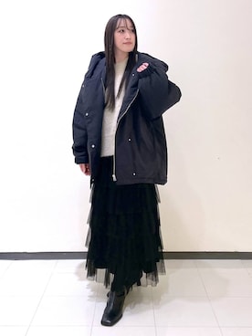 「コンサバ」｜「アイテム（ダウンジャケット/コート）」を使った、あいさん（レディース・156cm）の冬コーディネート