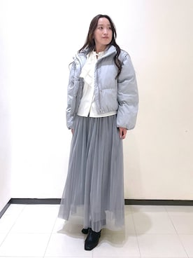 「コンサバ」｜「アイテム（ダウンジャケット/コート）」を使った、あいさん（レディース・156cm）の秋コーディネート