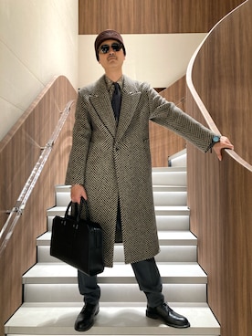 「アイテム（カフリンクス）」を使った、Kurimaniさん（メンズ・184cm）の冬コーディネート