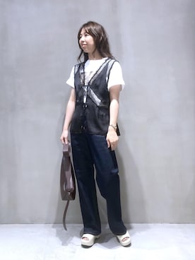 「アイテム（ベスト）」を使った、SHOKOさん（レディース・159cm・30代）の夏コーディネート
