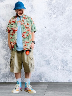 「carhartt」｜ぽるこさん（メンズ・168cm）の夏コーディネート