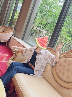 「SpRay PREMIUM（スプレイプレミアム）のアイテム（トップス）」を使った、eringi070101さん（レディース・156cm）の夏コーディネート