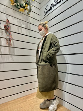 「Arnold Palmer（アーノルドパーマー）のアイテム（ノーカラーコート）」を使った、アーノルドパーマー@イオンモール名古屋茶屋さん（レディース・155cm）の冬コーディネート