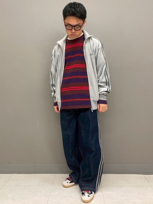 90sオルタナティブスポーツ長袖ストライプ ワッフル ティー / ロンT
