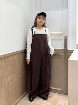 「アイテム（オールインワン・サロペット）」を使った、ざっきーさん（レディース・158cm）の秋コーディネート