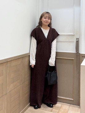 「アイテム（サロペット/オーバーオール）」を使った、ざっきーさん（レディース・158cm）の秋コーディネート