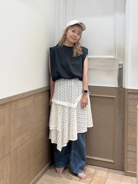 「アイテム（キャップ）」を使った、ざっきーさん（レディース・158cm・30代）の夏コーディネート